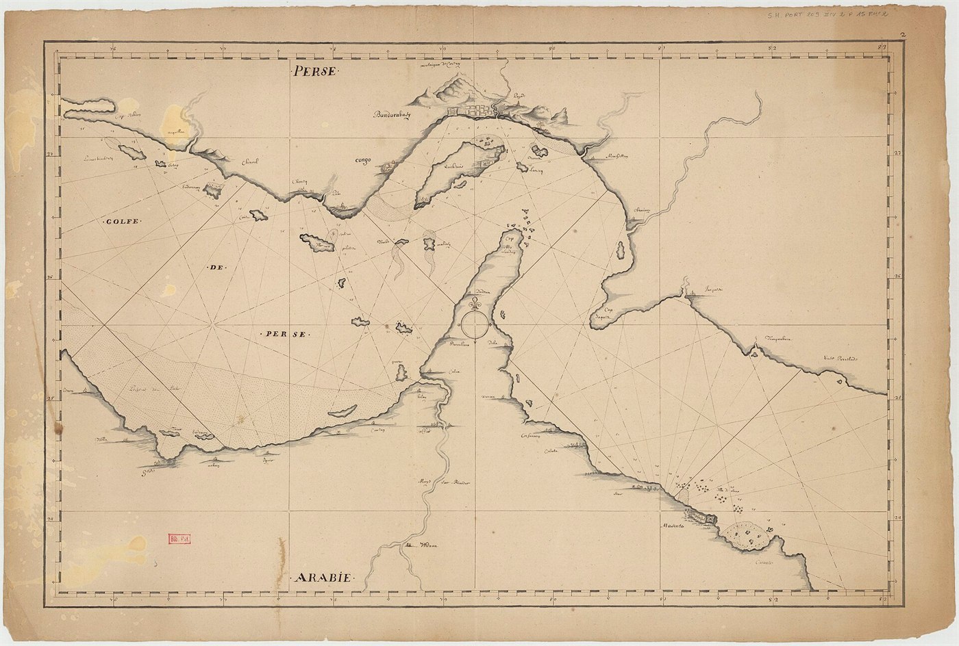 Antique chart of the Persian Gulf and Qatar