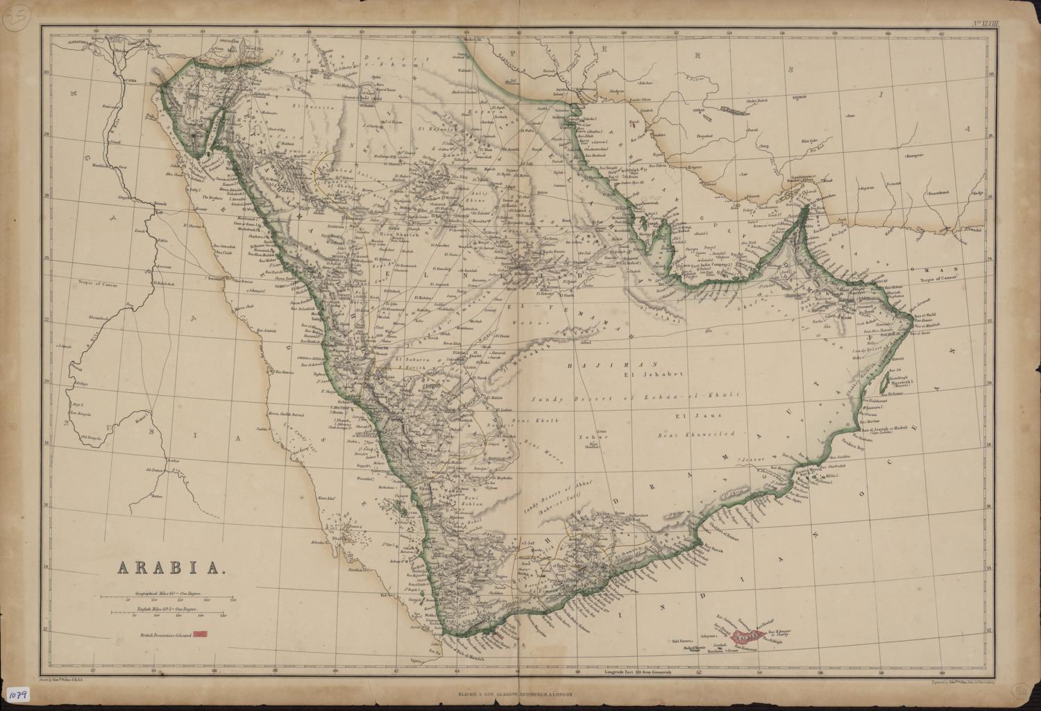 Antique map of Arabia and the Persian Gulf