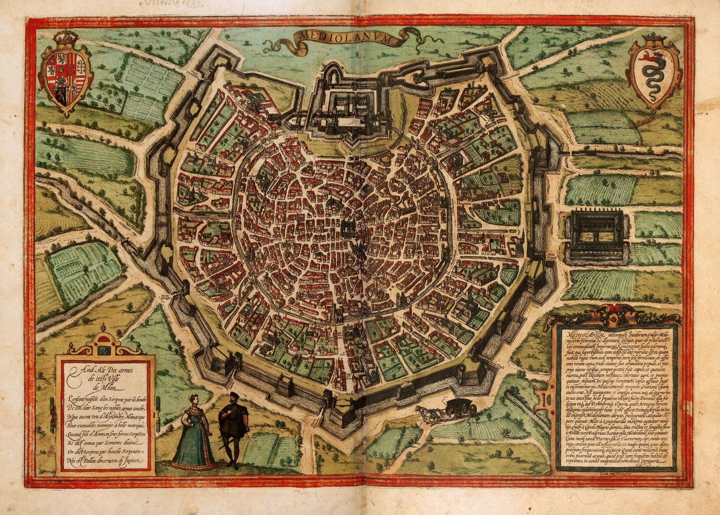 Antique map of Milan